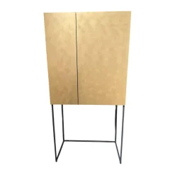 Contur Vitrinen & Highboards|Barschrank 3900 C Lack Gold Gebürstet Gestell Schwarz Rückwand Spiegel Inklusive LED Beleuchtung