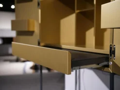 Sudbrock Vitrinen & Highboards|Barschrank Contur 3900 Lack 423 Gold Gebürstet Gestell Metall Anthrazit Schwarz