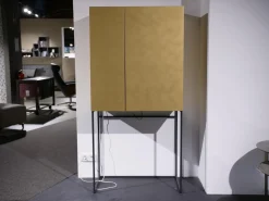 Sudbrock Vitrinen & Highboards|Barschrank Contur 3900 Lack 423 Gold Gebürstet Gestell Metall Anthrazit Schwarz