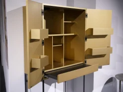 Sudbrock Vitrinen & Highboards|Barschrank Contur 3900 Lack 423 Gold Gebürstet Gestell Metall Anthrazit Schwarz