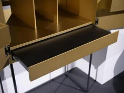 Sudbrock Vitrinen & Highboards|Barschrank Contur 3900 Lack 423 Gold Gebürstet Gestell Metall Anthrazit Schwarz