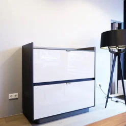 Minotti Kommoden & Sideboards|Barschrank Highboard Darren Farbe Sand Struktur Aschefurnier Korpus Aluminium Farbe Malz