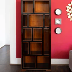 Miazzo Regale|Bücherregal Leonardo Kirsche Schwarz Lackiert Kanten Kirsche Hell