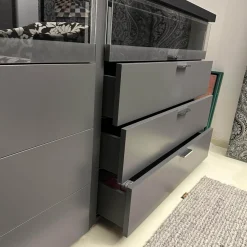 Molteni & C Kleiderschränke|Begehbarer Kleiderschrank Walk In Lack Cartap Anthrazit Befestigungsprofil Aluminium Natur