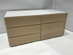 Renz Regale & Container|Beistellcontainer Star Strukturlack Weiß Fronten Eiche Hell