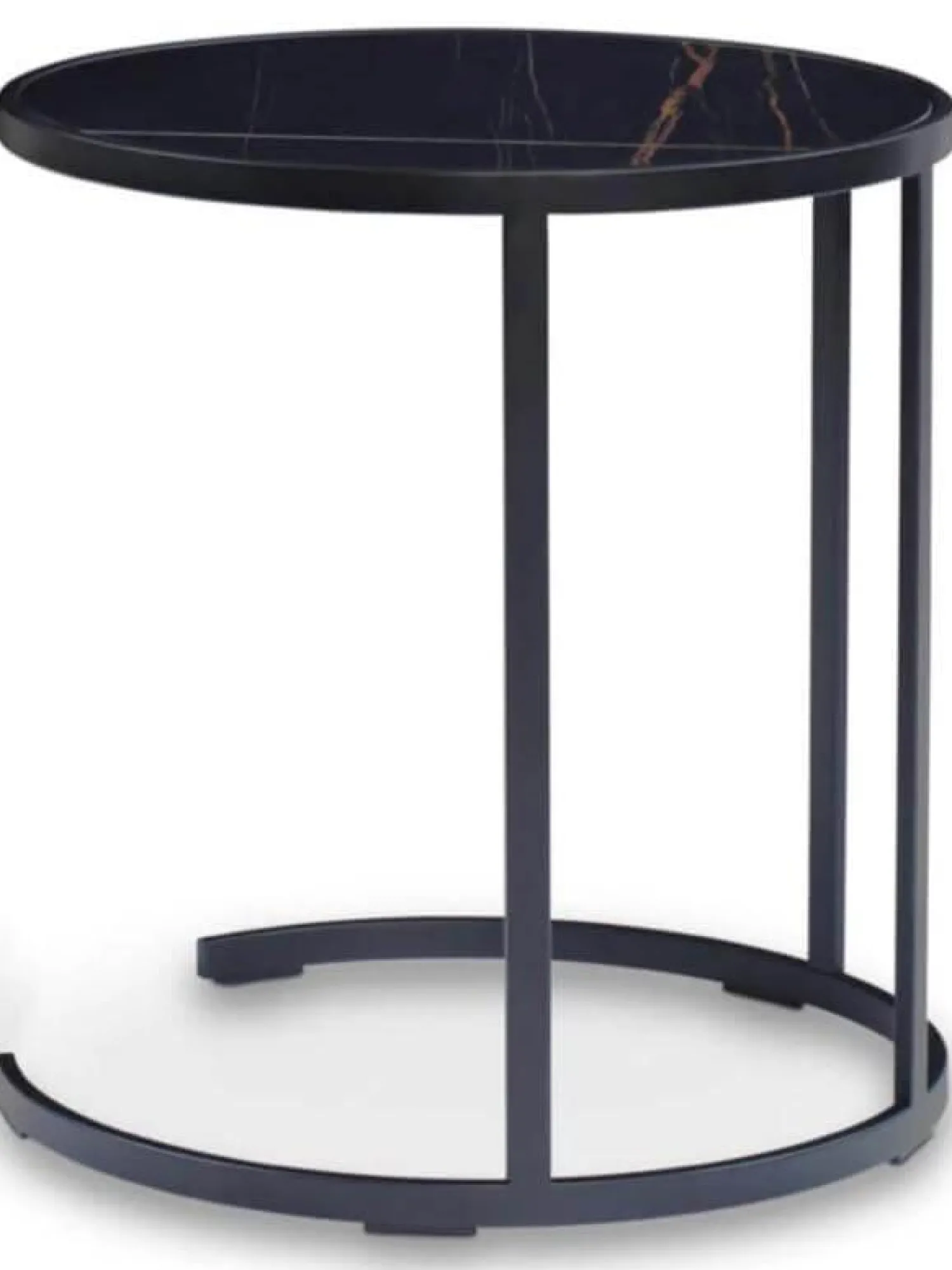 Christine Kröncke Beistelltische|Beistelltisch 45 1 Marmor Sahara Noir Schwarz Metallgestell Matt Schwarz