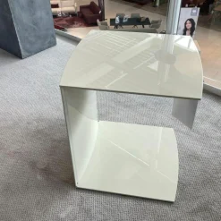 Rolf Benz Beistelltische|Beistelltisch 8300-517 Platte Weiß Hochglanz Lackiert Gestell Weiß