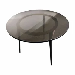 Draenert Beistelltische|Beistelltisch 1380 Tosca Farbglas Braun Gestell Stahlrohr Dunkelbronze