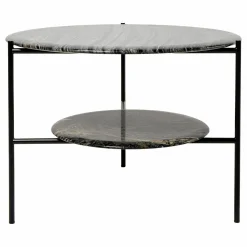 Meridiani Beistelltische|Beistelltisch Adrian 70R Platte Marmor Kenya MR2 Gestell Schwarz Matt Lackiert