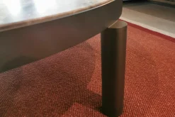 Marelli Couchtische|Beistelltisch Atene Groß Platte Marmor Arabescato Matt Finish Metall Dunkelgrau Gebürstet