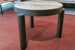 Marelli Beistelltische|Beistelltisch Atene Klein Platte Marmor Arabescato Matt Metall Dunkelgrau Gebürstet