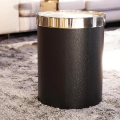 Minotti Beistelltische|Beistelltisch Bailly Platte Aus Zebrino Marmor Oberseite Hellgold Umrandet