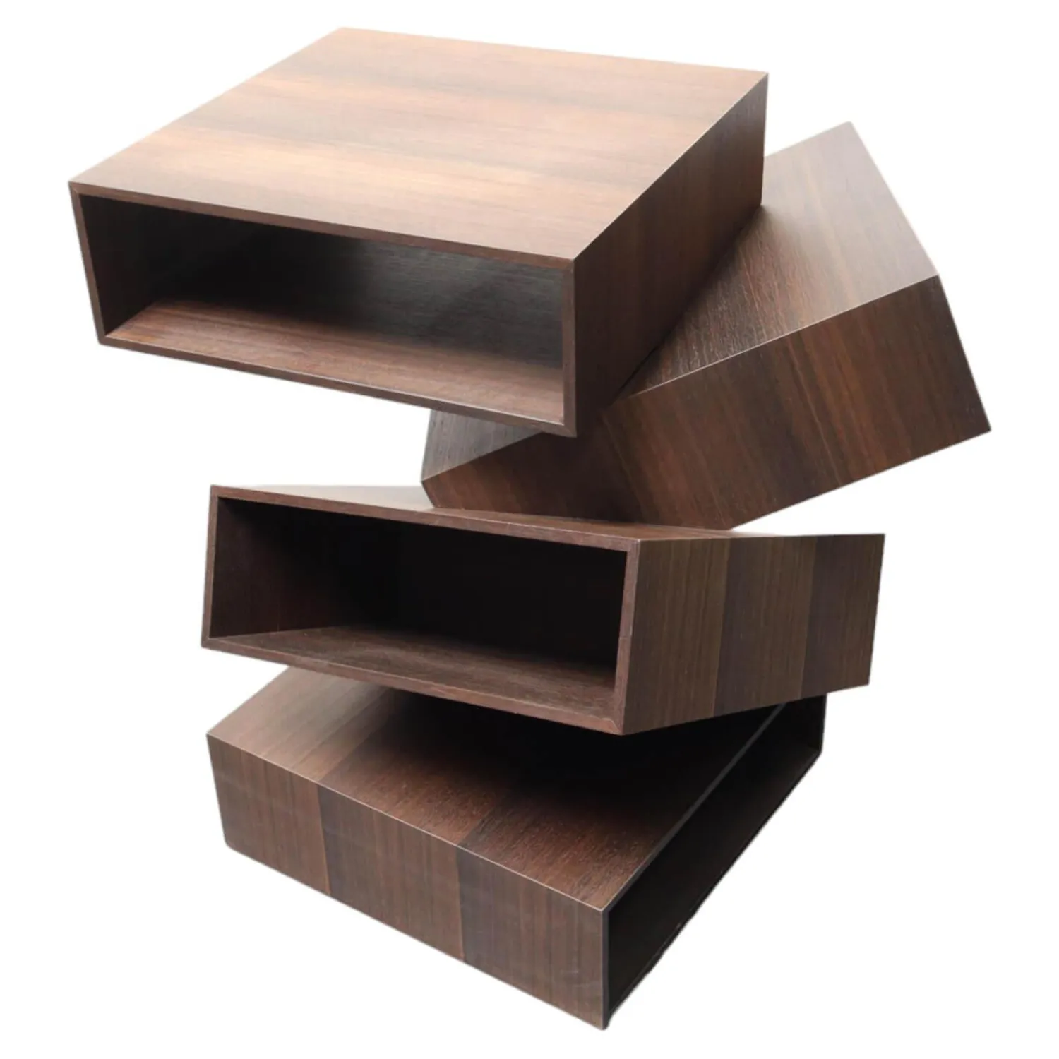 Porro Beistelltische|Beistelltisch Balancing Boxes Tineo Dunkelbraun Furniert Indischer Apfelbaum