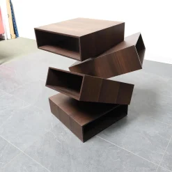 Porro Beistelltische|Beistelltisch Balancing Boxes Tineo Dunkelbraun Furniert Indischer Apfelbaum