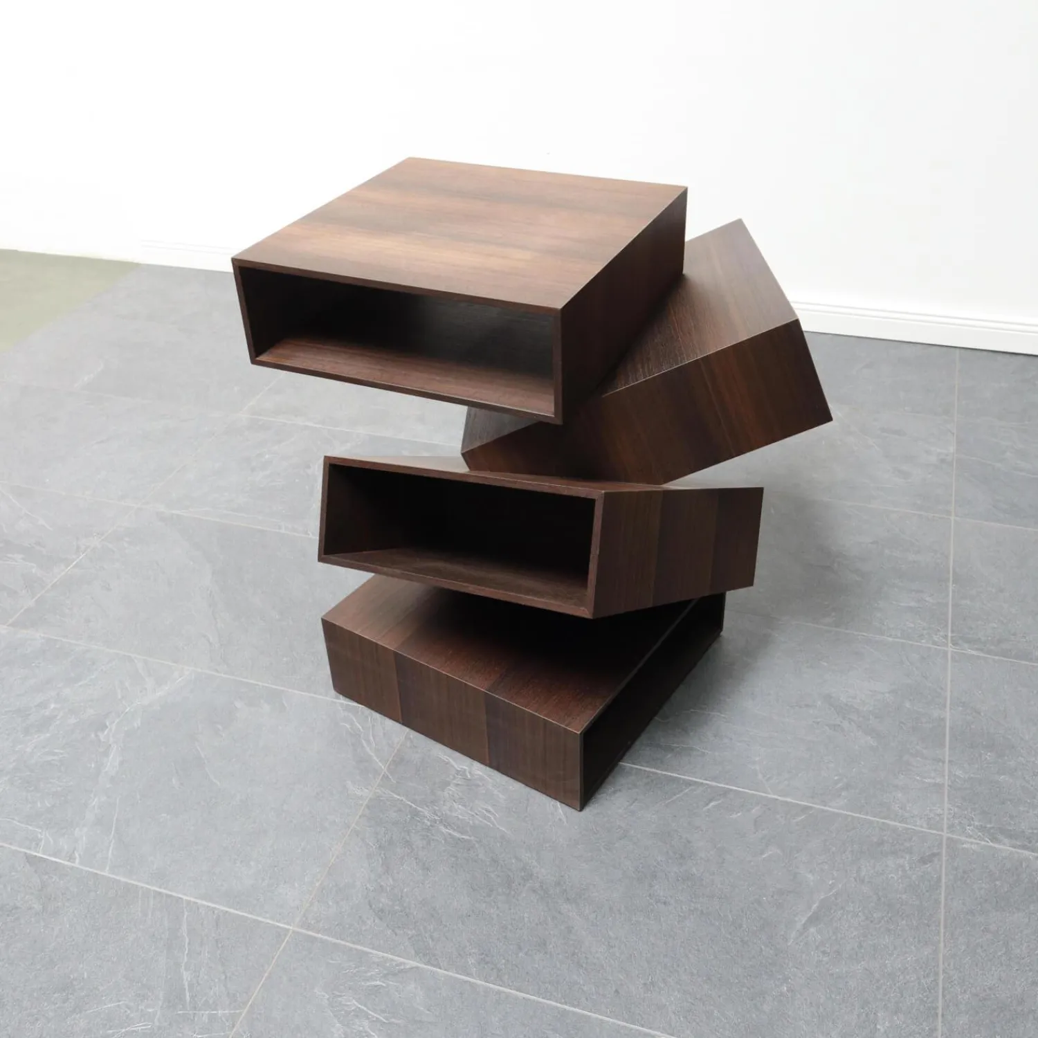 Porro Beistelltische|Beistelltisch Balancing Boxes Tineo Dunkelbraun Furniert Indischer Apfelbaum