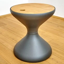 Gloster Beistelltische|Beistelltisch Bells Teakplatte Gestell Aluminium Meteor Schwarz Pulverbeschichtet Mit Ice Bucket