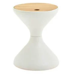 Gloster Beistelltische|Beistelltisch Bells Teakplatte Gestell Aluminium Weiß Pulverbeschichtet Ohne Ice Bucket