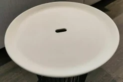 Flexform Beistelltische|Beistelltisch Berry Platte Keramik Hafer Grau Gestell Schwarzchrom