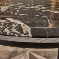 Giorgetti Beistelltische|Beistelltisch Blend Marmor Schwarz Gestell Eschenholz