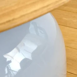 Gloster Beistelltische|Beistelltisch Blow Low Platte Teak Gestell Keramik Glasiert Smoke Grau