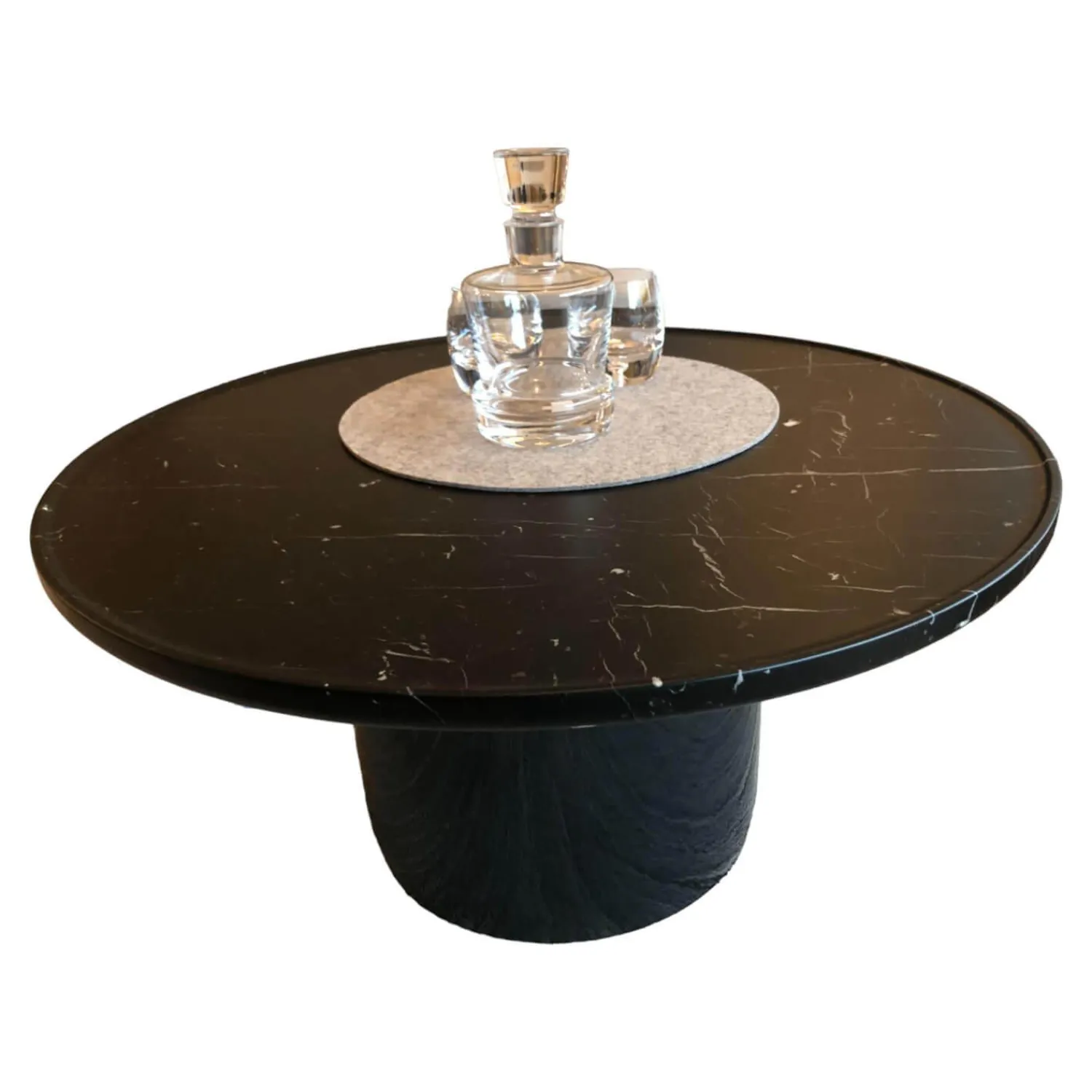 B&B Italia Beistelltische|Beistelltisch Button, 2-er Set, Platte Marmor Marquinia 0955M, Gestell lackiert anthrazit