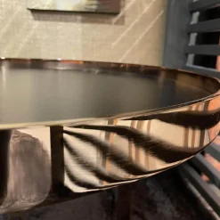 Christine Kröncke Beistelltische|Beistelltisch Cross Platte Schutzlackiert Anthrazit Schwarzstahl Matt Gestell Metall Rose