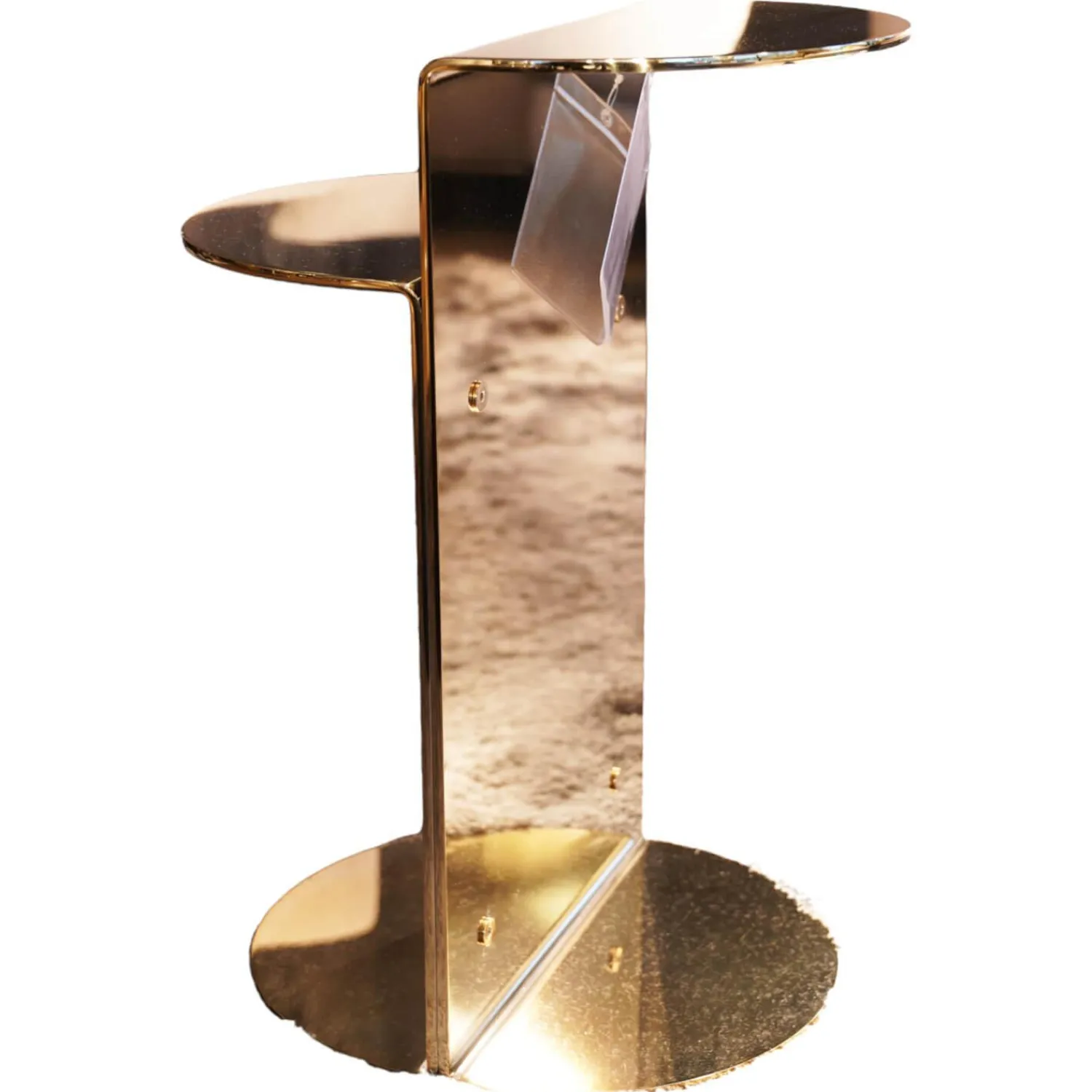 Minotti Beistelltische|Beistelltisch Flirt Gestell Edelstahlplatte Oberfläche Lackiert In Poliertem Hellgold