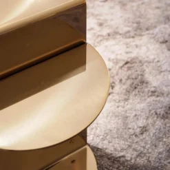 Minotti Beistelltische|Beistelltisch Flirt Gestell Edelstahlplatte Oberfläche Lackiert In Poliertem Hellgold