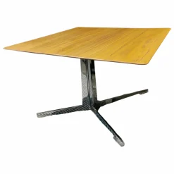 Flexform Beistelltische|Beistelltisch Fly 14X50 Platte Canaletto Top B Nussbaum Gestell: Chrom Glänzend