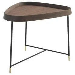 Porada Beistelltische|Beistelltisch Fritz 3 Dreieckig Platte Nussbaum Canaletta Gestell Metall Schwarz