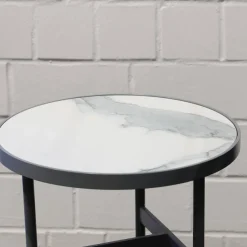 Rom Beistelltische|Beistelltisch Gio T40 3 Platte Angora Weiß Grau Gestell Schwarz