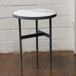 Rom Beistelltische|Beistelltisch Gio T40 3 Platte Angora Weiß Grau Gestell Schwarz