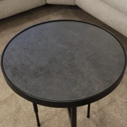 Rom Beistelltische|Beistelltisch Gio Tischplatte Black Schwarz Gestell Metall Pulverbeschichtet Schwarz