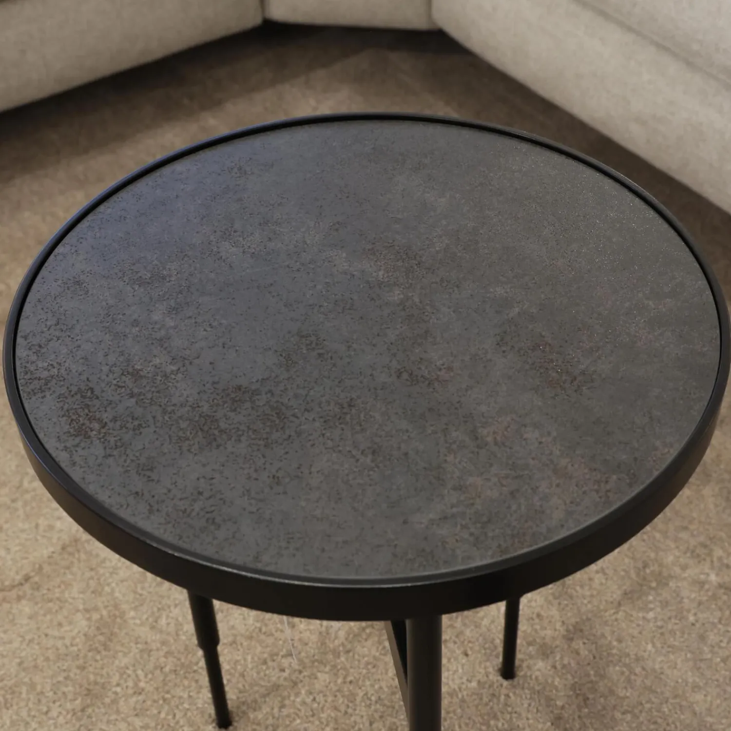 Rom Beistelltische|Beistelltisch Gio Tischplatte Black Schwarz Gestell Metall Pulverbeschichtet Schwarz