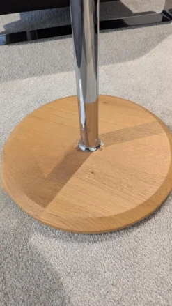 Ronald Schmitt Design Beistelltische|Beistelltisch H 124 Ausführung Wildeiche Säule Hochglanz Verchromt