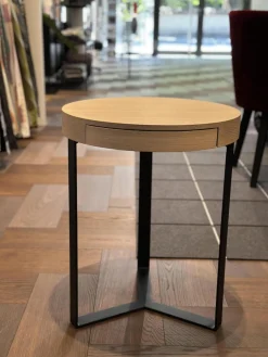 Lambert Beistelltische|Beistelltisch Harry Platte Eiche Gekälkt Schwarz Gestell Eisenprofil Schwarzanthrazit Geschweißt