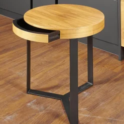 Lambert Couchtische|Beistelltisch Harry Walnuss Teilmassiv Furniert Gestell Eisen Schwarz Pulverbeschichtet