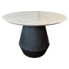 ASCO Beistelltische|Beistelltisch Ivy Platte Naturstein Weiß Poliert Massivholzkegel Brandeiche Schwarz Geölt