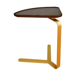 Bielefelder Werkstätten Beistelltische|Beistelltisch Joy Platte Wengefarbig Gebeizt Gestell Messingfarbig