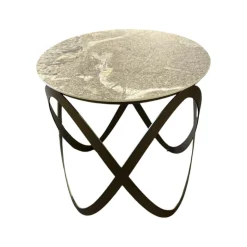 Ronald Schmitt Design Beistelltische|Beistelltisch K 900 Candy Keramikplatte Golden Rock Grau Gestell Stahl Bronze Gepulvert