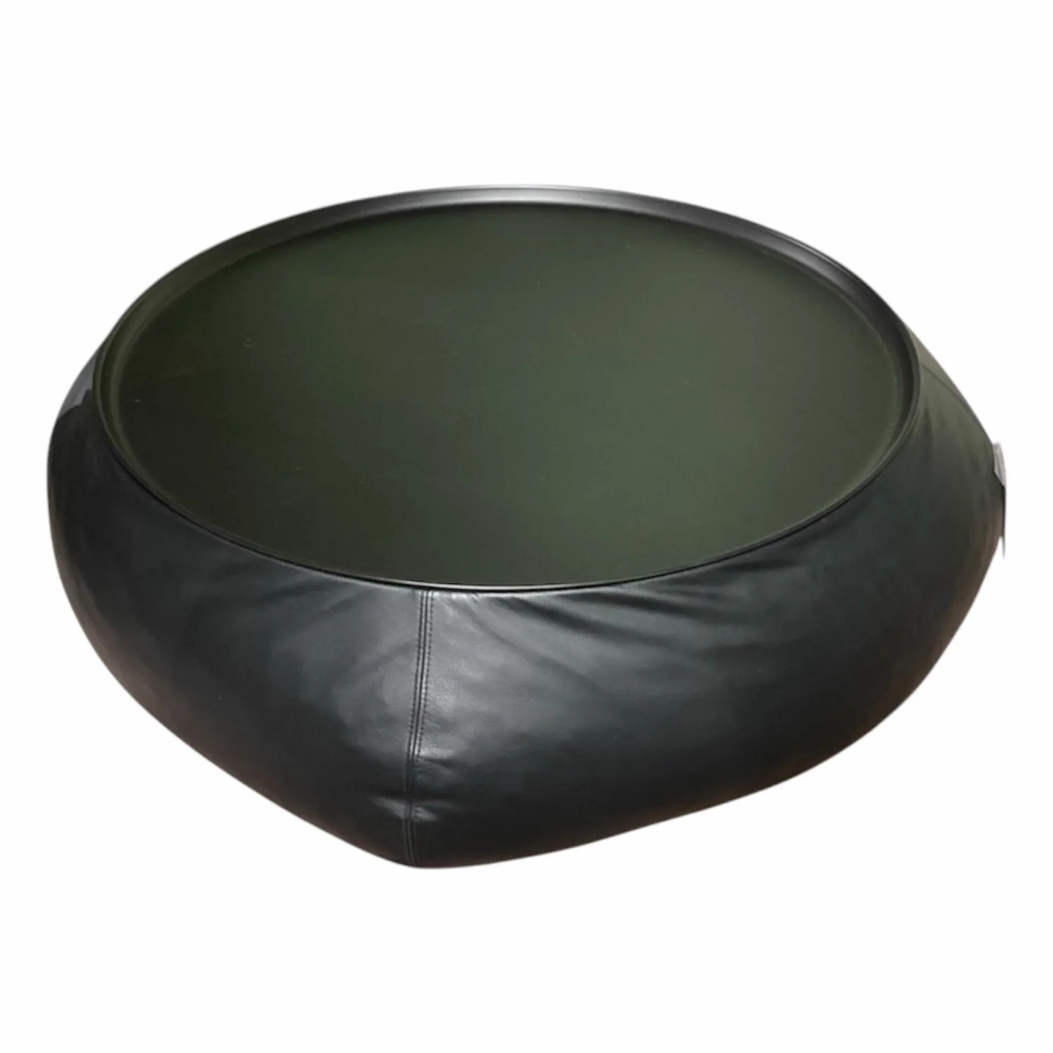 B&B Italia Beistelltische|Beistelltisch Lady Fat Leder Beta Nero Schwarz Platte Stahl Schwarz Lackiert