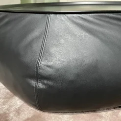 B&B Italia Beistelltische|Beistelltisch Lady Fat Leder Beta Nero Schwarz Platte Stahl Schwarz Lackiert