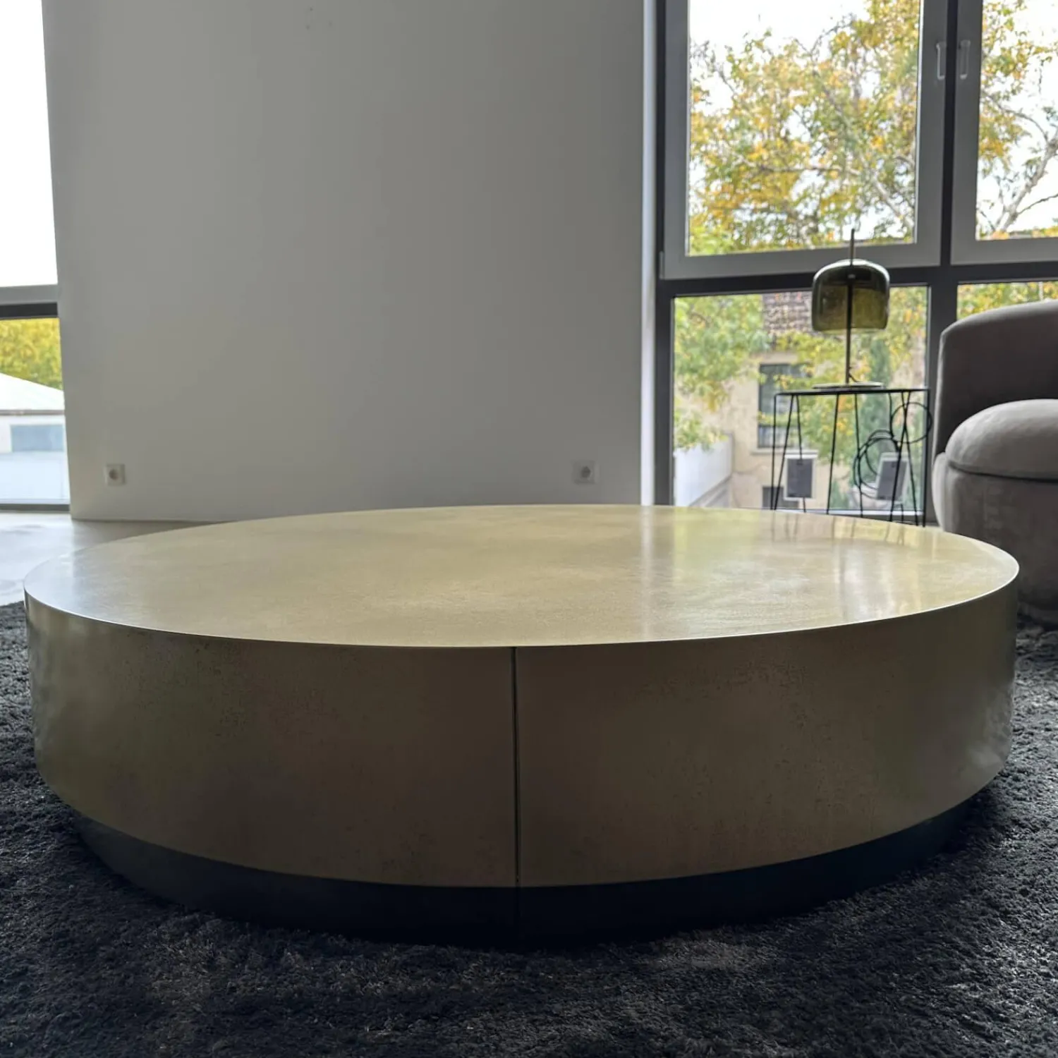 Baxter Beistelltische|Beistelltisch Loren Klein Platte Antikiertes Messing Basis Brünierter Messing