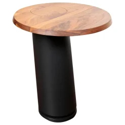 Rodam Beistelltische|Beistelltisch Loup Groß Tischplatte Massiv Nuß-Splint Geölt Und Gewachst Gestell Metall Schwarz