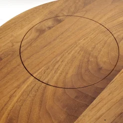 Rodam Beistelltische|Beistelltisch Loup Groß Tischplatte Massiv Nuß-Splint Geölt Und Gewachst Gestell Metall Schwarz