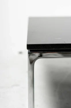 COR Beistelltische|Beistelltisch Mell Platte MDF F05 Schwarz Feinstruktur Gestell Metall Verchromt