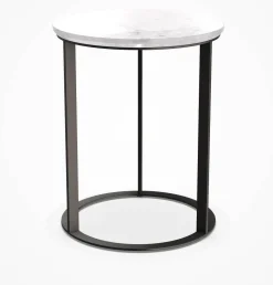 B&B Italia Beistelltische|Couchtische|Beistelltisch Mera Durchmesser 39cm Marmor Weiß Gestell Schwarz Verchromt