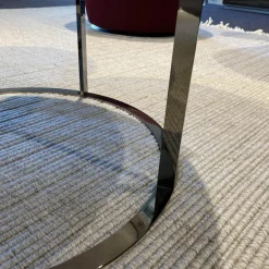 B&B Italia Beistelltische|Couchtische|Beistelltisch Mera Durchmesser 39cm Marmor Weiß Gestell Schwarz Verchromt