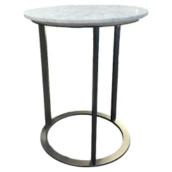 B&B Italia Beistelltische|Beistelltisch Mera Tavolino Durchmesser 39cm Platte Mamor Weiß Gestell Nickel Bronzefarben Lackiert