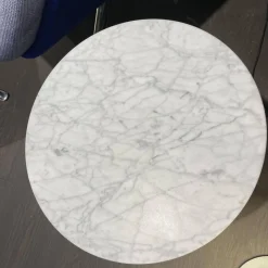 B&B Italia Beistelltische|Beistelltisch Mera Tavolino Durchmesser 39cm Platte Mamor Weiß Gestell Nickel Bronzefarben Lackiert